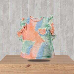 Colorful Tie-Dye Ruffle Sleeve Tee